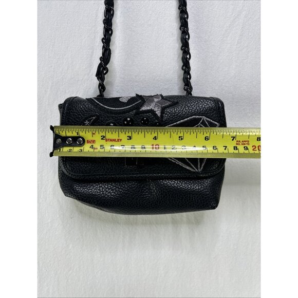 Steve Madden Black Leather Mini Crossbody Chain Purse Bag Bhayley Embroidered - Picture 6 of 10